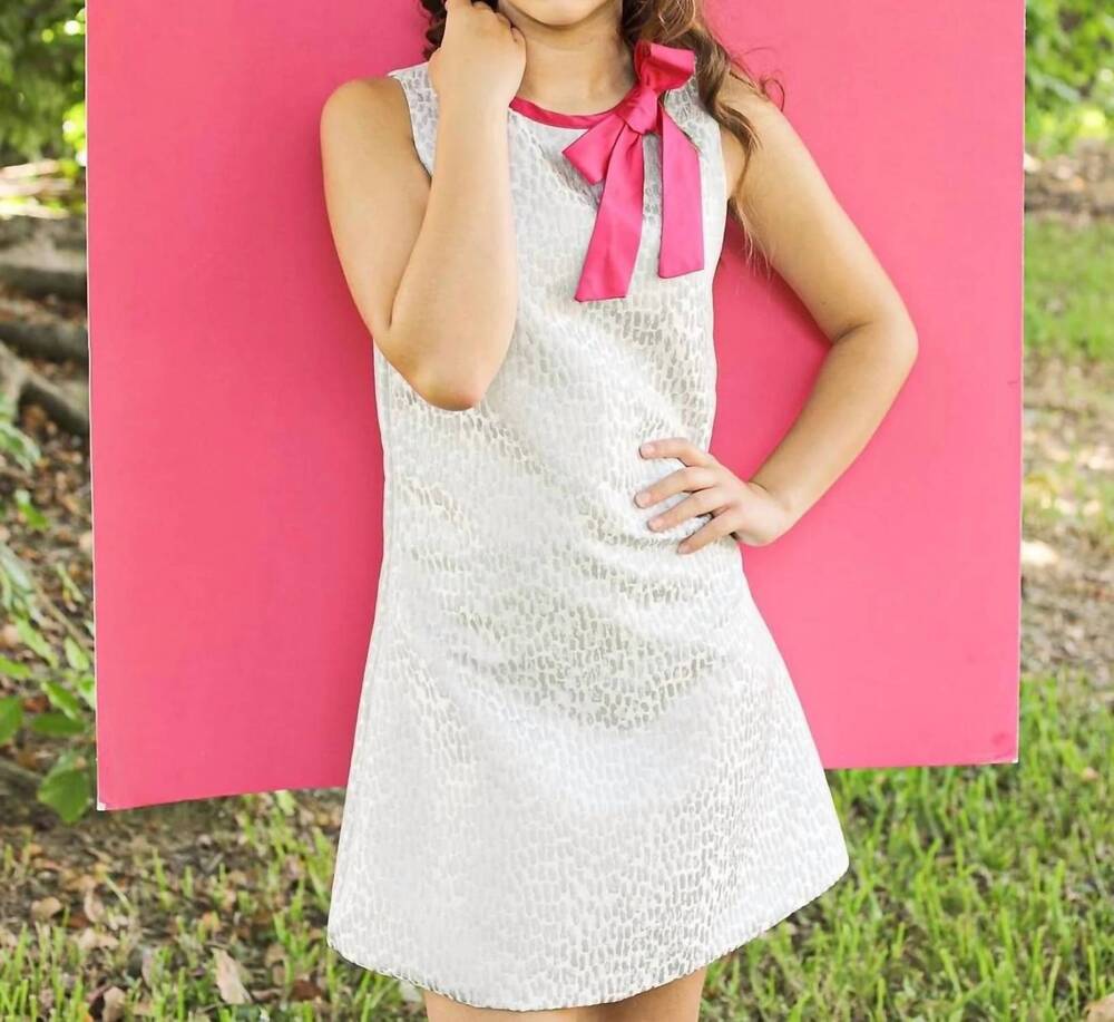 NEW SUSANNE LIVELY kid's a line dress in silver pebble and pink